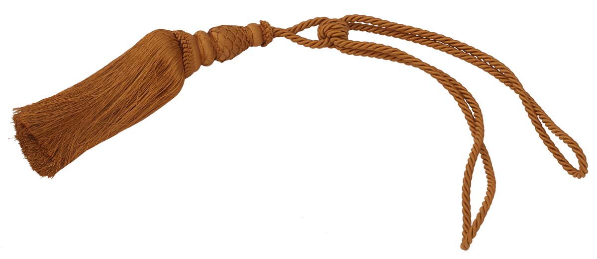 Curtain Tie Backs with Tassels - Golden Colored Rayon Cord-Style Drapery Holdbacks - Thread Beads with Fish Net Pattern - Home Decor Furnishings & Supplies - Buy in Bulk Wholesale